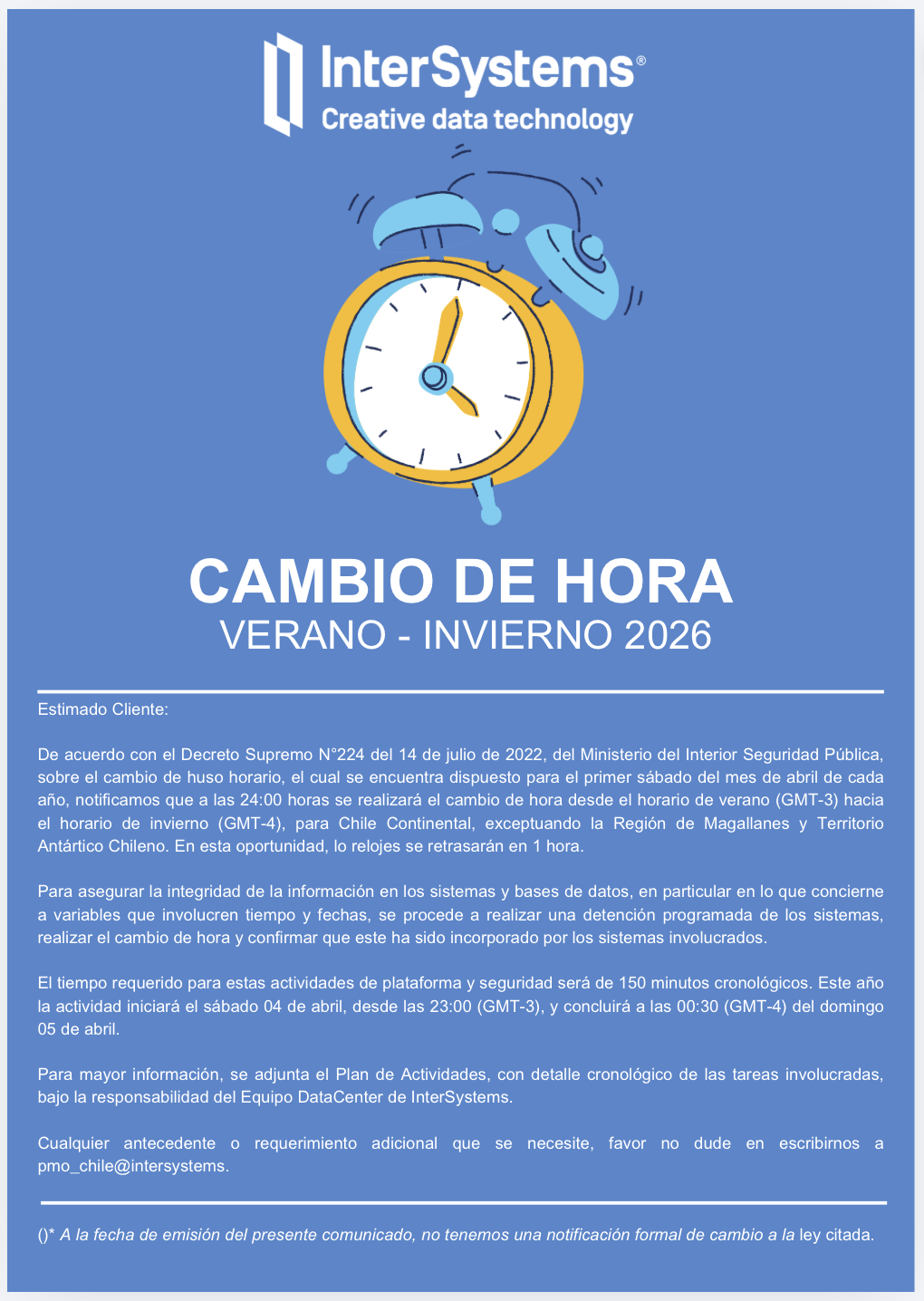 Cambio de Hora